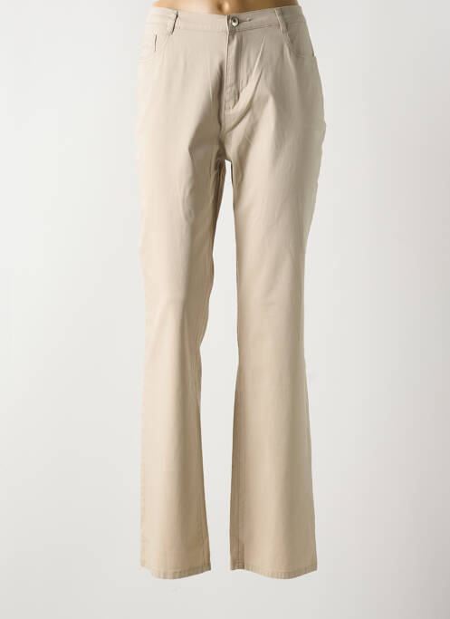 Pantalon droit tissage popeline taille normale beige I.QUING femme