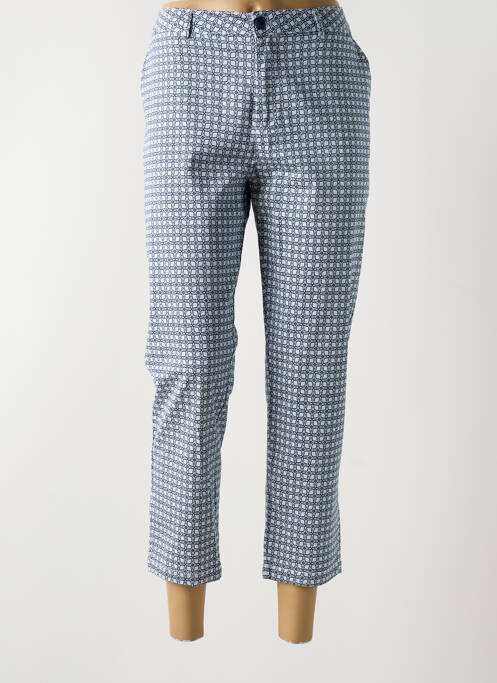 Pantalon 7/8 tissage popeline taille normale bleu SARAH JOHN femme