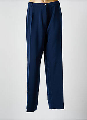 Pantalon droit fermeture zippée sous rabat boutonné bleu MODISSIMO femme