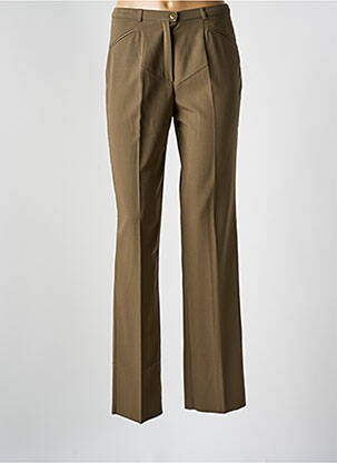 Pantalon droit fermeture zippée sous rabat boutonné vert CHRISTIAN MARRY femme