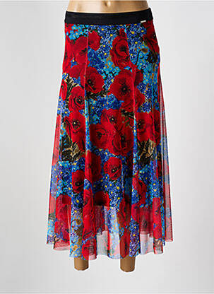Jupe mi-longue taille élastique rouge MALOKA femme