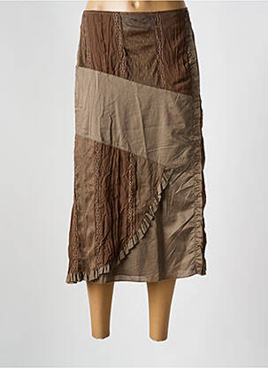 Jupe mi-longue coupe évasée marron EVALINKA femme