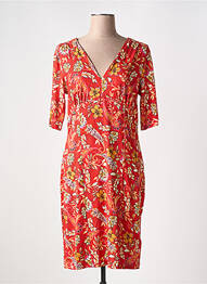 Robe mi-longue imprimé fleurs manches courtes rouge 7 SEASONS femme
