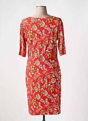 Robe mi-longue imprimé fleurs manches courtes rouge 7 SEASONS femme