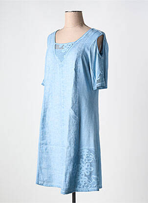 Robe courte manches courtes manches courtes bleu MALOKA femme