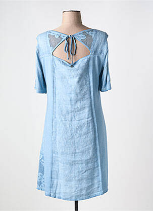 Robe courte manches courtes manches courtes bleu MALOKA femme