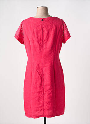Robe mi-longue tissage crêpe manches courtes rouge MALOKA femme