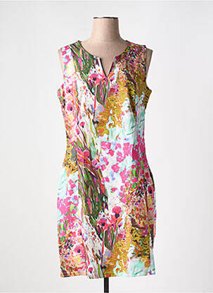 Robe mi-longue imprimé fantaisie sans manche vert MALOKA femme