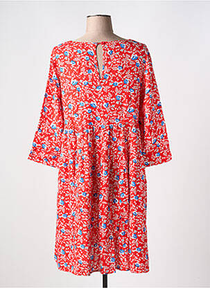 Robe mi-longue imprimé fleurs manches 3/4 rouge WHY NOT femme
