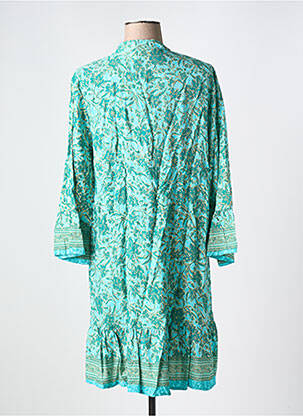 Robe courte coupe évasée manches longues vert KY CREATION femme