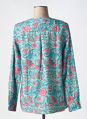 Blouse imprimé fleurs manches longues bleu SARAH JOHN femme