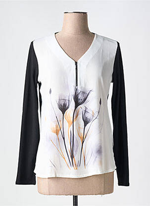 Top tissage crêpe manches longues noir KATMAI femme