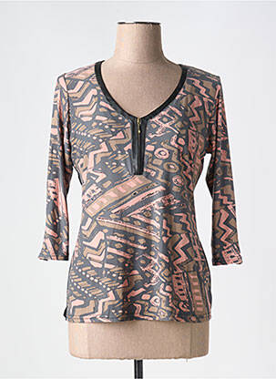 T-shirt imprimé fantaisie manches 3/4 noir VANGO femme