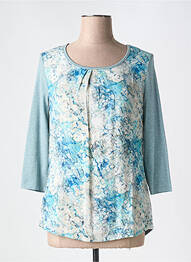T-shirt imprimé fantaisie manches 3/4 bleu BARBARA LEBEK femme