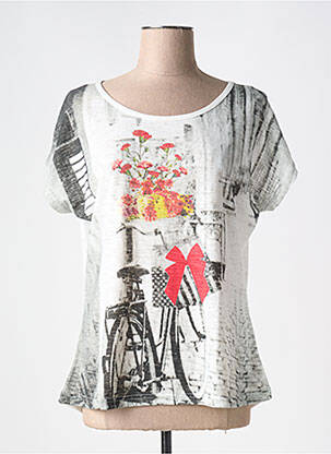 T-shirt imprimé fantaisie manches courtes gris PAUL BRIAL femme