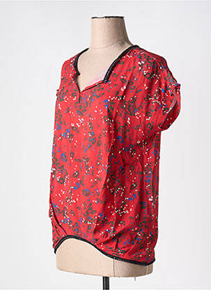 Blouse col v manches courtes rouge MISS BY CAPTAIN TORTUE femme