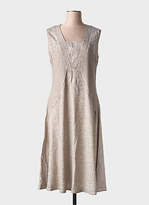 Robe mi-longue sans manche sans manche marron MALOKA femme