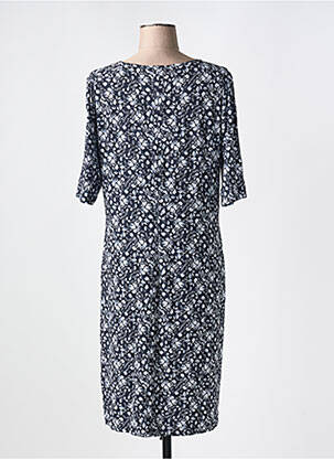 Robe mi-longue imprimé fleurs manches courtes noir 7 SEASONS femme