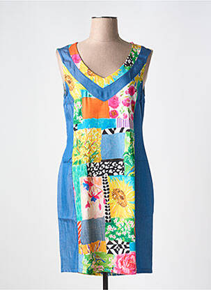 Robe courte sans manche sans manche bleu MALOKA femme
