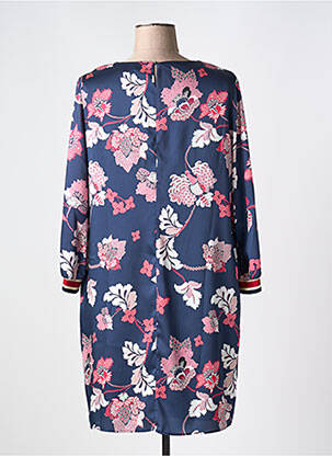 Robe courte coupe fluide manches 3/4 bleu BARILOCHE femme