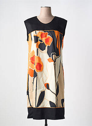Robe mi-longue imprimé fleurs sans manche noir PAUL BRIAL femme