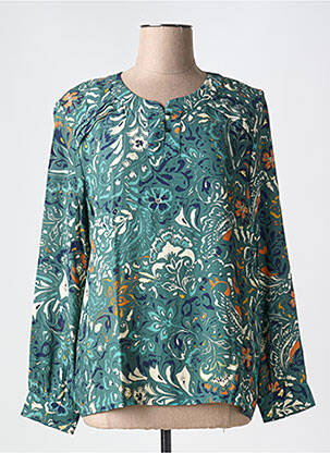 Blouse imprimé fleurs manches longues vert DIANE LAURY femme