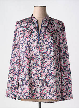 Blouse poignets boutonnés avec fente manches longues bleu BARILOCHE femme