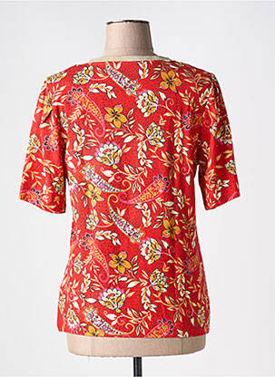 T-shirt col v manches courtes rouge 7 SEASONS femme