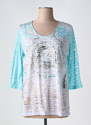 T-shirt manches 3/4 manches 3/4 bleu THOMAS RABE femme