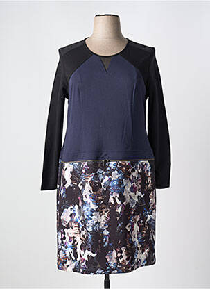 Robe mi-longue manches longues manches longues bleu FELINO femme