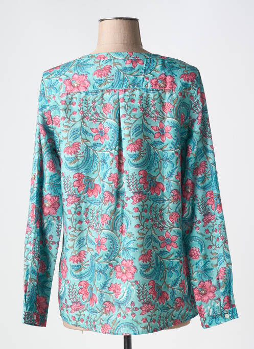 Blouse imprimé fleurs manches longues bleu SARAH JOHN femme