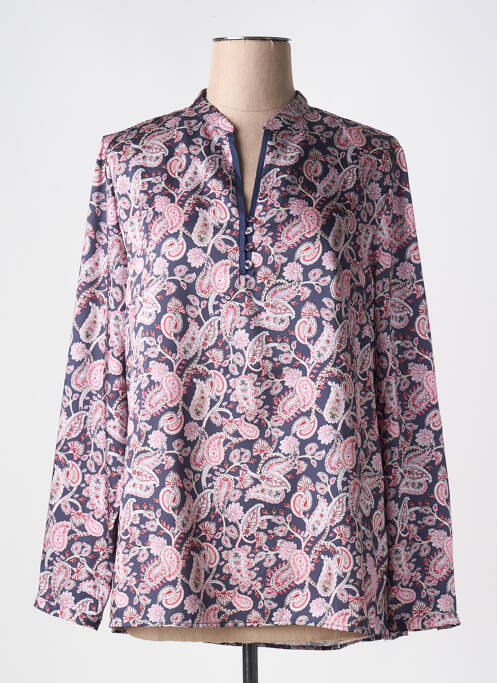 Blouse poignets boutonnés avec fente manches longues bleu BARILOCHE femme