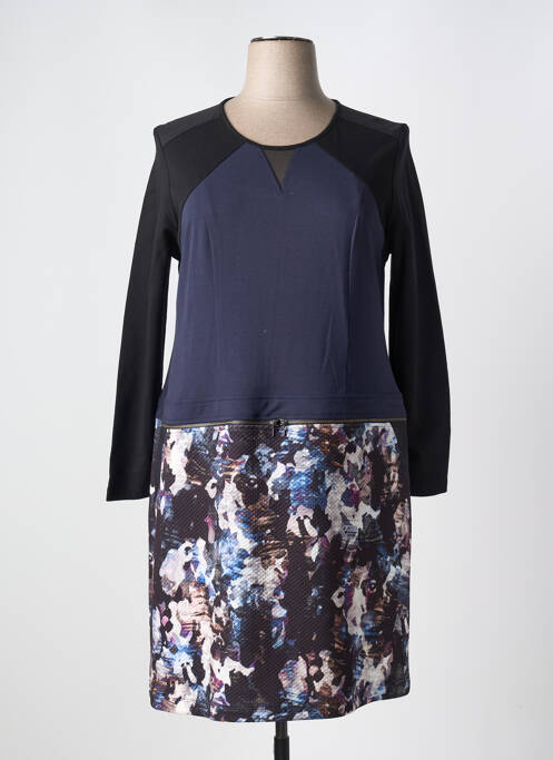 Robe mi-longue manches longues manches longues bleu FELINO femme