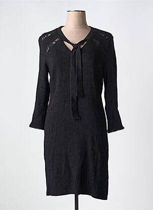Robe mi-longue manches longues manches longues noir ONE STEP femme