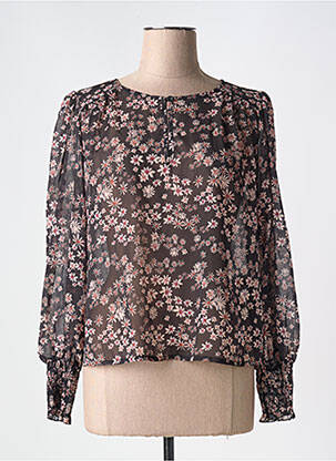 Blouse imprimé fleurs manches longues noir LA FEE MARABOUTEE femme