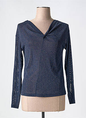 Top stretch manches longues bleu NÜ femme
