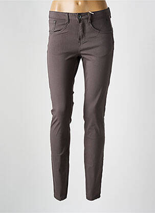 Pantalon slim tissage popeline taille normale gris CREAM femme