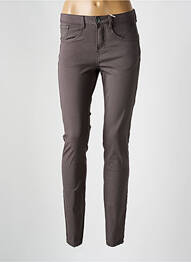 Pantalon slim tissage popeline taille normale gris CREAM femme