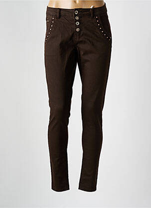 Pantalon slim tissage popeline taille normale marron CREAM femme