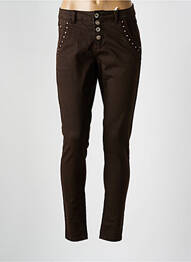 Pantalon slim tissage popeline taille normale marron CREAM femme