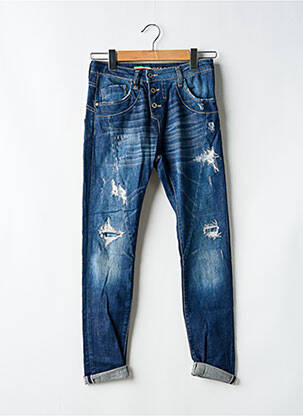 Jeans coupe slim effet usé délavé taille normale bleu PLEASE femme