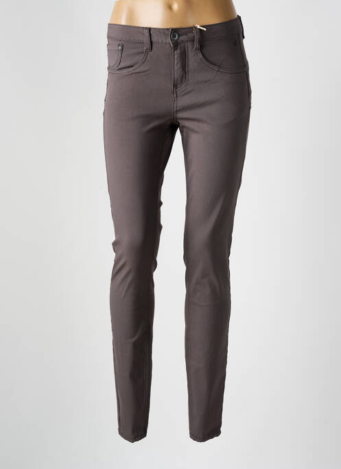 Pantalon slim tissage popeline taille normale gris CREAM femme