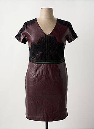Robe mi-longue fermeture zippée au dos manches courtes violet JUS D'ORANGE femme