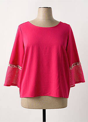 Blouse col rond manches 3/4 rose SMASH WEAR femme