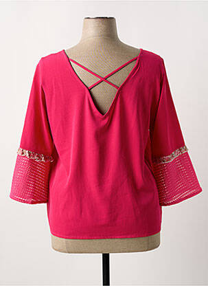Blouse col rond manches 3/4 rose SMASH WEAR femme