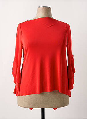 Top tissage crêpe manches 3/4 orange KITANA femme