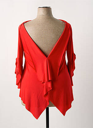 Top tissage crêpe manches 3/4 orange KITANA femme