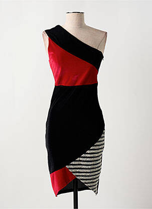 Robe mi-longue imprimé fantaisie fines bretelles noir SMASH! femme