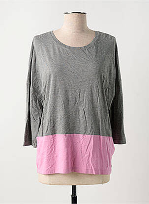 Top col rond manches longues gris CECIL femme