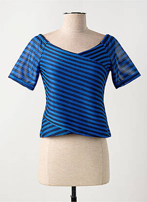 Top imprimé fantaisie manches courtes bleu JUS D'ORANGE femme
